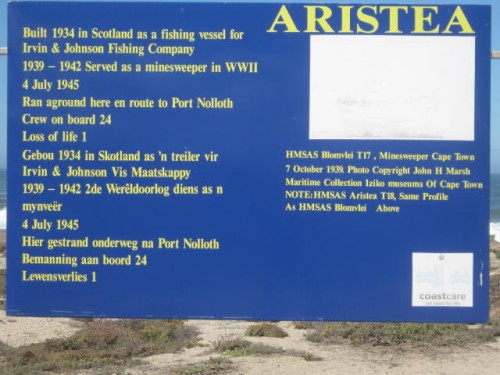 information on the shipwreck ARISTEA
