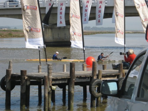 Competitors crossing the Finish line